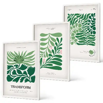 Green leaf wall art set set of 3 framed pieces