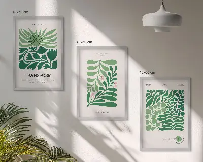 Green leaf wall art set set of 3 framed pieces