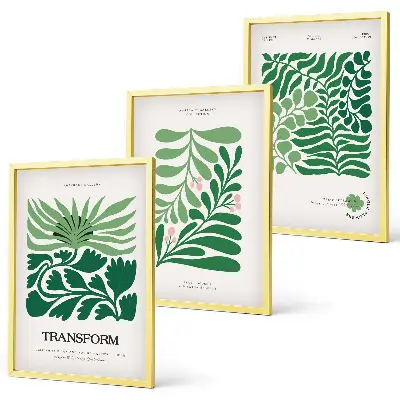 Green leaf wall art set set of 3 framed pieces