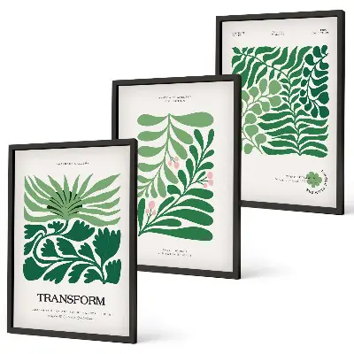 Green leaf wall art set set of 3 framed pieces