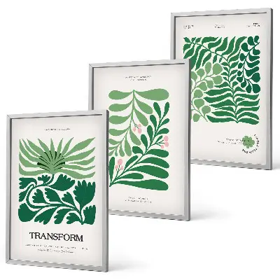 Green leaf wall art set set of 3 framed pieces
