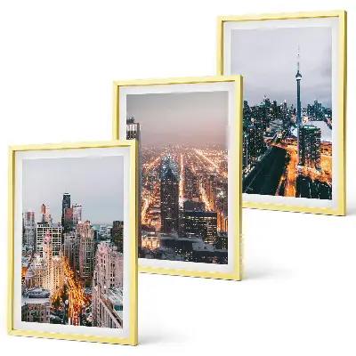 Cities at night skyscrapers lights wall art set of 3 framed pieces