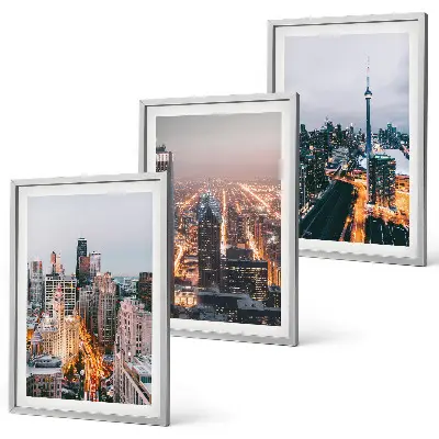 Cities at night skyscrapers lights wall art set of 3 framed pieces