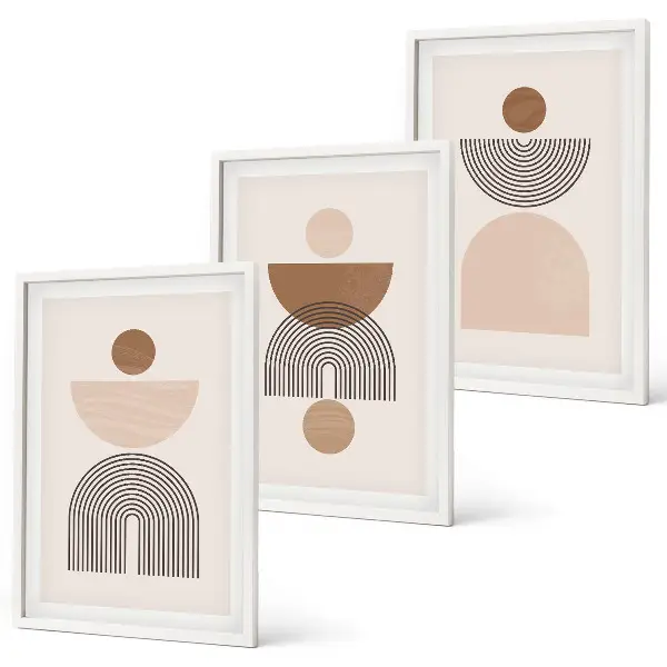 Wall art set Abstract brown shapes