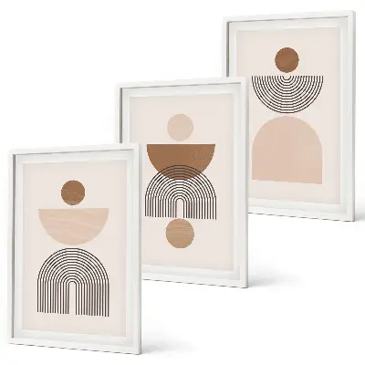 Wall art set Abstract brown shapes