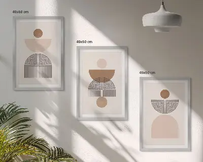 Wall art set Abstract brown shapes