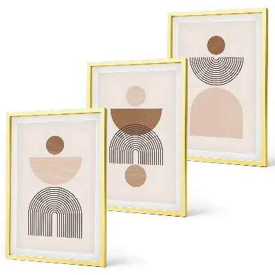 Wall art set Abstract brown shapes