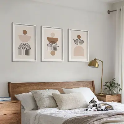 Wall art set Abstract brown shapes