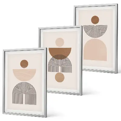 Wall art set Abstract brown shapes