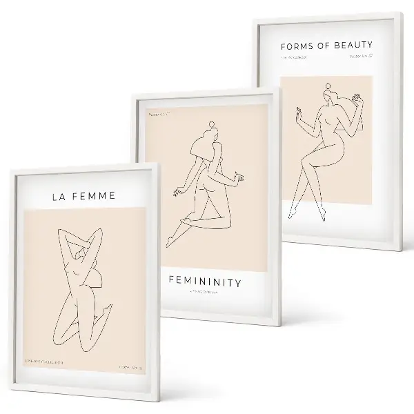 Minimalist women's silhouettes wall art three-piece poster set