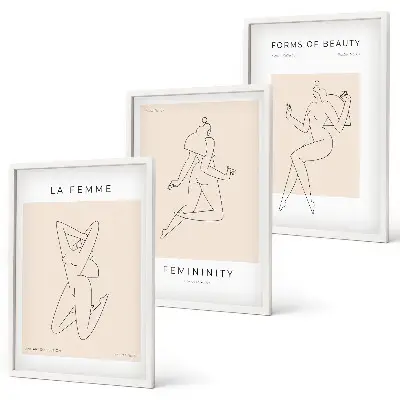 Minimalist women's silhouettes wall art three-piece poster set