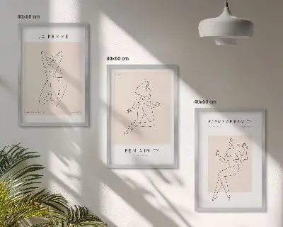 Three-piece wall art piece Women's silhouettes minimalism poster