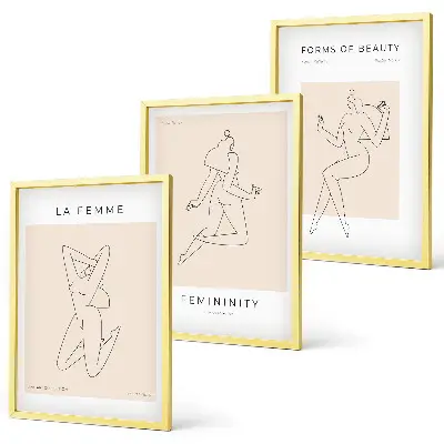 Three-piece wall art piece Women's silhouettes minimalism poster