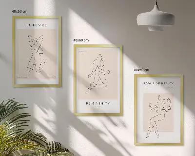 Minimalist women's silhouettes wall art three-piece poster set