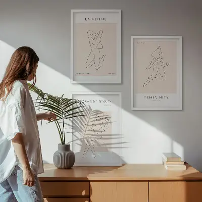 Minimalist women's silhouettes wall art three-piece poster set