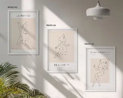 Three-piece wall art piece Women's silhouettes minimalism poster