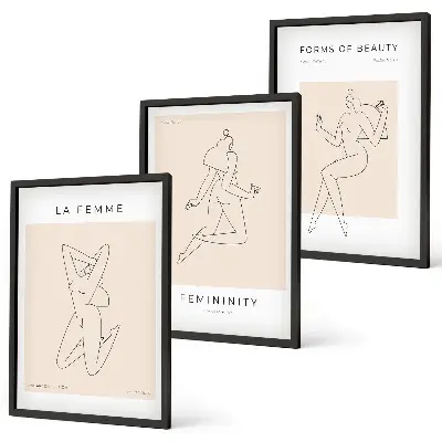 Three-piece wall art piece Women's silhouettes minimalism poster