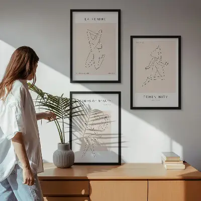 Minimalist women's silhouettes wall art three-piece poster set