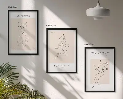 Three-piece wall art piece Women's silhouettes minimalism poster