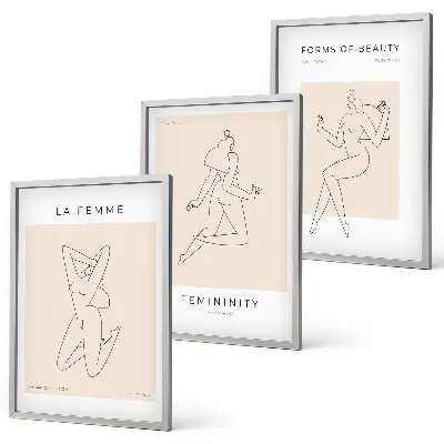Three-piece wall art piece Women's silhouettes minimalism poster