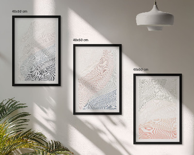 Set of 3 framed wall art pieces Abstract waves cardboard pastel