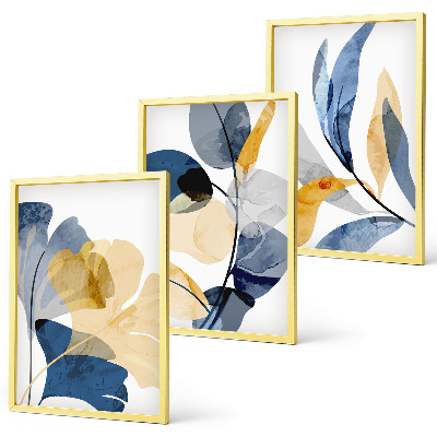 Set of 3 framed wall art pieces Watercolor plant motifs