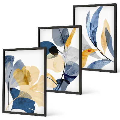 Set of 3 framed wall art pieces Watercolor plant motifs