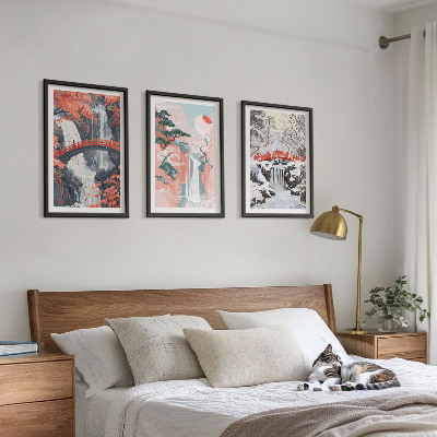 Three-piece wall art piece Waterfalls of the seasons