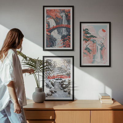Three-piece wall art piece Waterfalls of the seasons