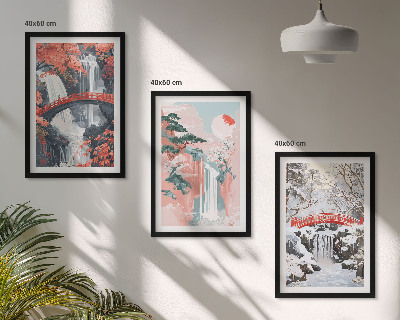 Three-piece wall art piece Waterfalls of the seasons