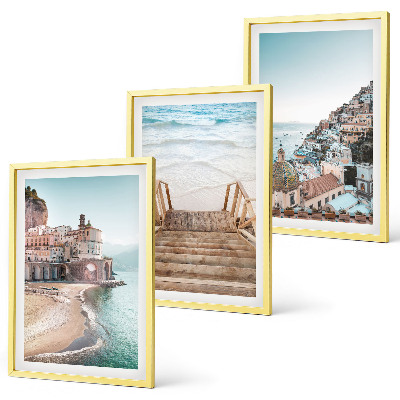 Set of 3 framed wall art pieces Summer pastel beach views
