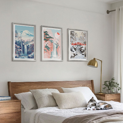 Wall art set Mountain landscapes waterfalls