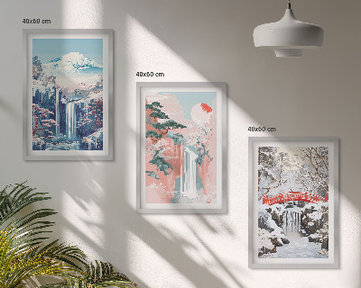 Wall art set Mountain landscapes waterfalls