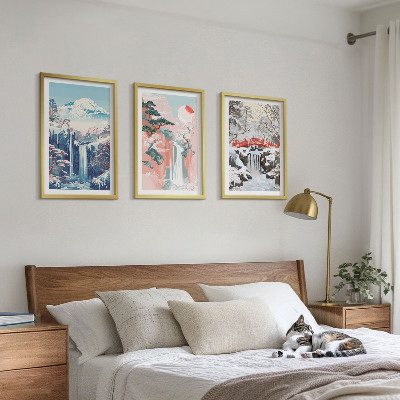 Wall art set Mountain landscapes waterfalls