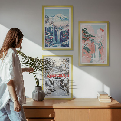 Wall art set Mountain landscapes waterfalls