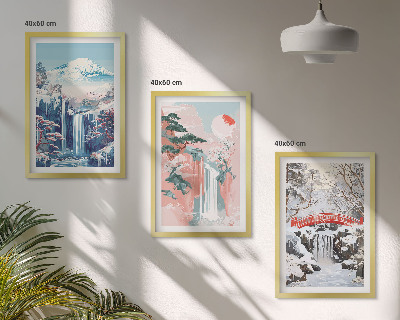 Wall art set Mountain landscapes waterfalls