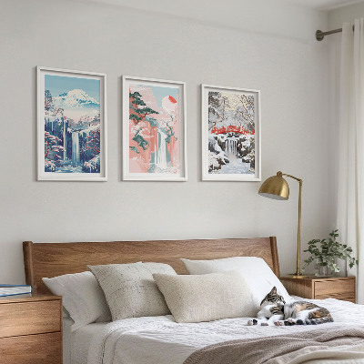 Wall art set Mountain landscapes waterfalls