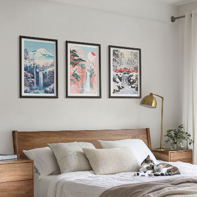 Wall art set Mountain landscapes waterfalls