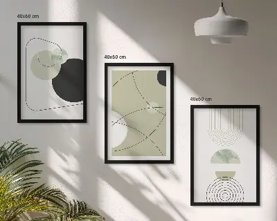 Set of 3 framed wall art pieces Abstract shapes colors