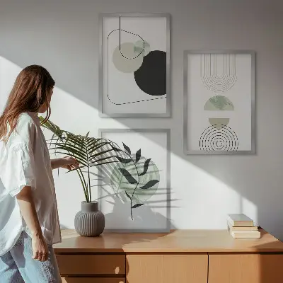 Wall art set Abstract plant shapes