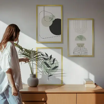 Abstract plant shapes wall art set 
