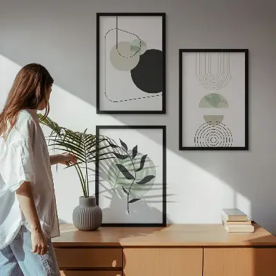 Wall art set Abstract plant shapes