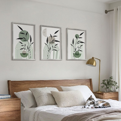 Three-piece wall art piece Boho plant compositions