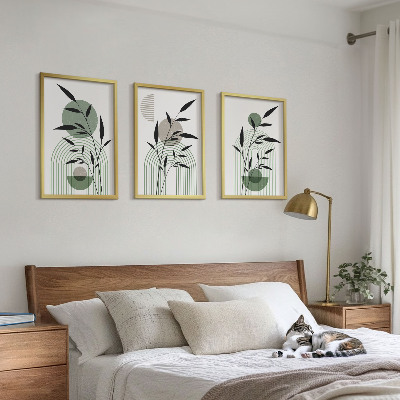 Three-piece wall art piece Boho plant compositions