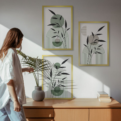 Three-piece wall art piece Boho plant compositions