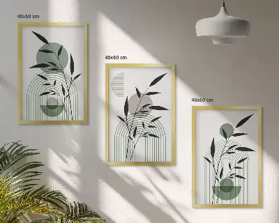 Boho plant compositions wall art set three-piece collection