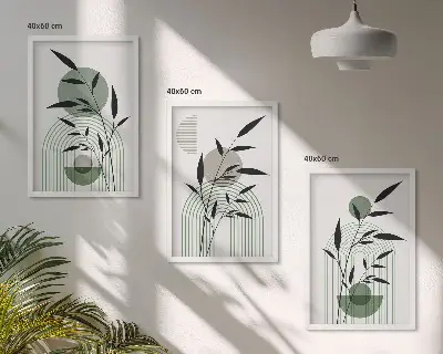 Boho plant compositions wall art set three-piece collection