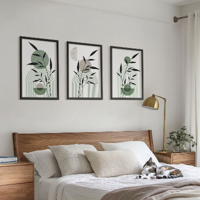 Three-piece wall art piece Boho plant compositions