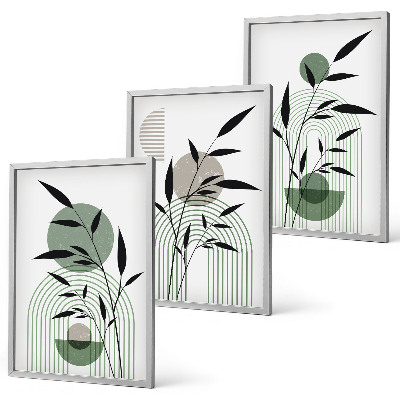 Three-piece wall art piece Boho plant compositions