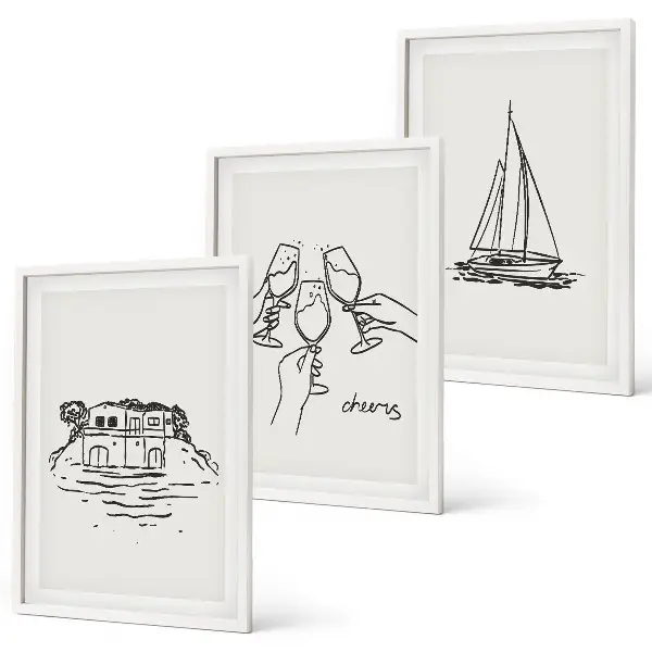 Wall art set waterfront sailboat decor